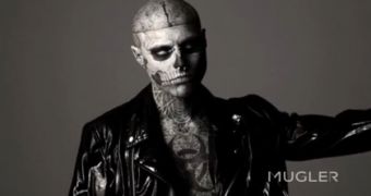 Rick Genest, “Zombie Boy,” in the Mugler short film for the new Lady Gaga remix