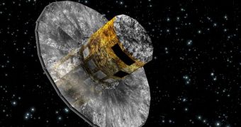 This is a rendition of the Gaia spacecraft in flight