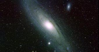 This is the Andromeda Galaxy. The speed of its outer edge is puzzling astrophysicists