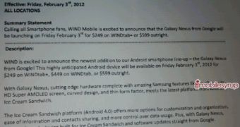 Galaxy Nexus Officially Confirmed for February 3 at WIND Mobile