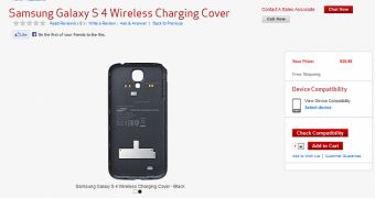 Wireless charging cover for Galaxy S4 available online at Verizon