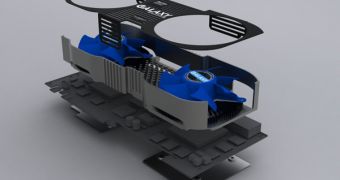 The CAD model of Galaxy's upcoming NVIDIA-based dual-GPU graphics card