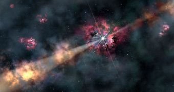 The gamma-ray burst in the ancient galaxy