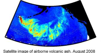 Image showing the spread of the ash plume emitted by the August 2008 eruption