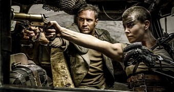 Max Rockatansky (Tom Hardy) and Imperator Furiosa (Charlize Theron) in “Mad Max: Fury Road”