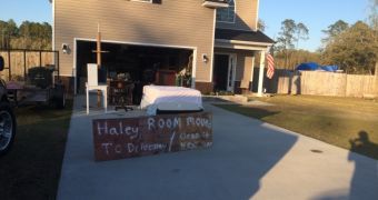 Annoyed father moved his daughter's belongings into the driveway
