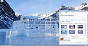 The Ice Castles theme is available for both Windows 7 and Windows 8 systems