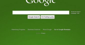 A solid green background for Google.com