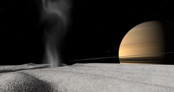 A water crystal geyser on Enceladus