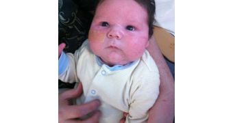 Miracle baby George King weighed 15lbs 7oz (7kg) at birth