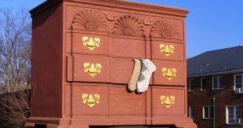 The huge dresser was built in 1926 by the High Point Chamber of Commerce