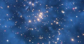 A ghostly ring of dark matter floating in the galaxy cluster ZwCl0024 1652, one of the strongest pieces of evidence to date for the existence of dark matter.