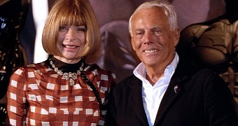 Giorgio Armani and Vogue Editor-in-Chief Anna Wintour, whom he blasted in 2014 as "unprofessional" for skipping his show at Milan Fashion Week