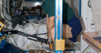 JAXA astronaut aboard the ISS, training to maintain bone and muscle mass over the course of his six-month stay in space