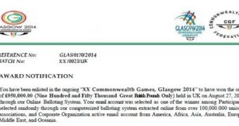 Glasgow 2014 lottery scam