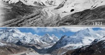 This image shows glacier decline in the Himalayas