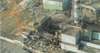 Picture of the Chernobyl reactor 4 after the explosion