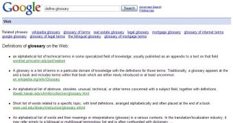 Exemplification of the glossary search