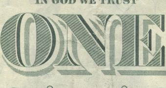 The "In God We Trust" marking on the back of the one-dollar bill