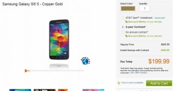 Gold Galaxy S5 listed at AT&T