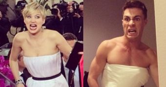 Colton Haynes recreates Jennifer Lawrence’s viral photobomb at the Golden Globes 2014