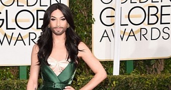 Conchita Wurst on the red carpet at the Golden Globes 2015