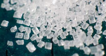 A macro photo, showing sugar crystals