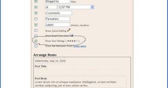 The Configure Blog Post setting featuring the Show Star Rating setting