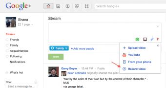 Webcam recording in Google+