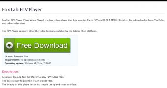 FoxTab FLV player may come bundled with adware