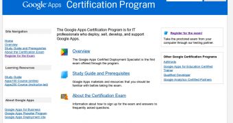 The Google Apps certification program page