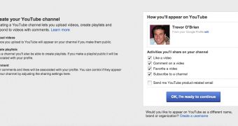 Signing up for YouTube with Google+ info
