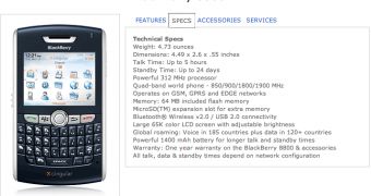 BlackBerry 8800 and its specs