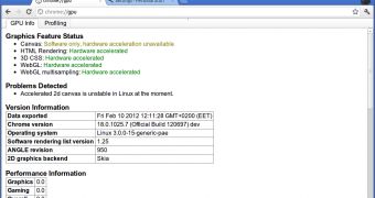 The GPU details page in Google Chrome