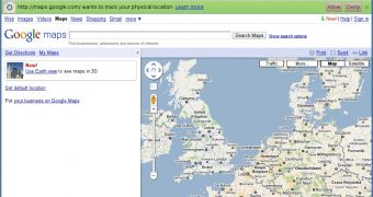 The geolocation feature in Google Chrome