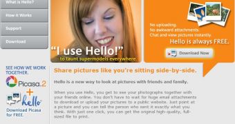 The homepage of Hello.com