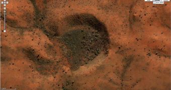 The crater spotted on Google Earth