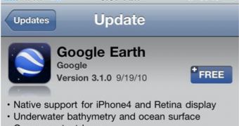 Google Earth iOS update displayed - screenshot