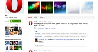 Opera's Google+ page