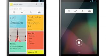 The Google Keep app and lockscreen widget