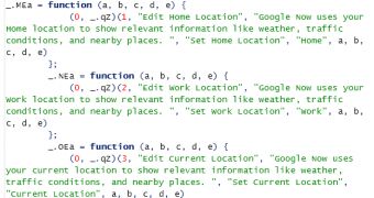 Google Now in the Google homepage source code