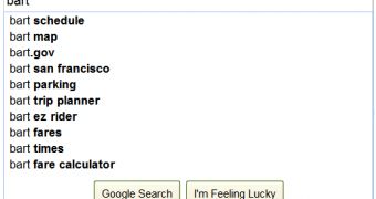 Local search suggestions in Google in the San Francisco area