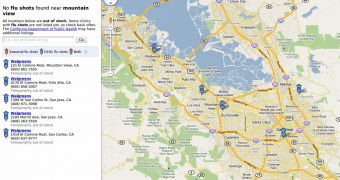 The flu shots locations near Mountain View, California Google's headquarters