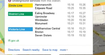 London Underground alerts in Google Maps
