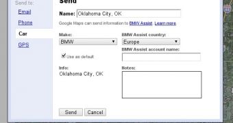 The Send to Car feature in Google Maps