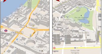 London with 3D buildings in Google Maps