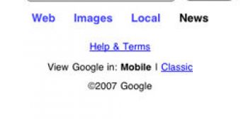 Google's home page, optimized for iPhone