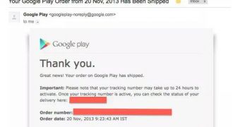 Google Nexus 5 shipping order notification