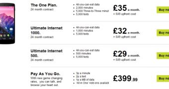 Google Nexus 5 pricing options at Three