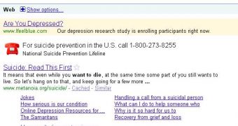 Google suicide prevention hotline